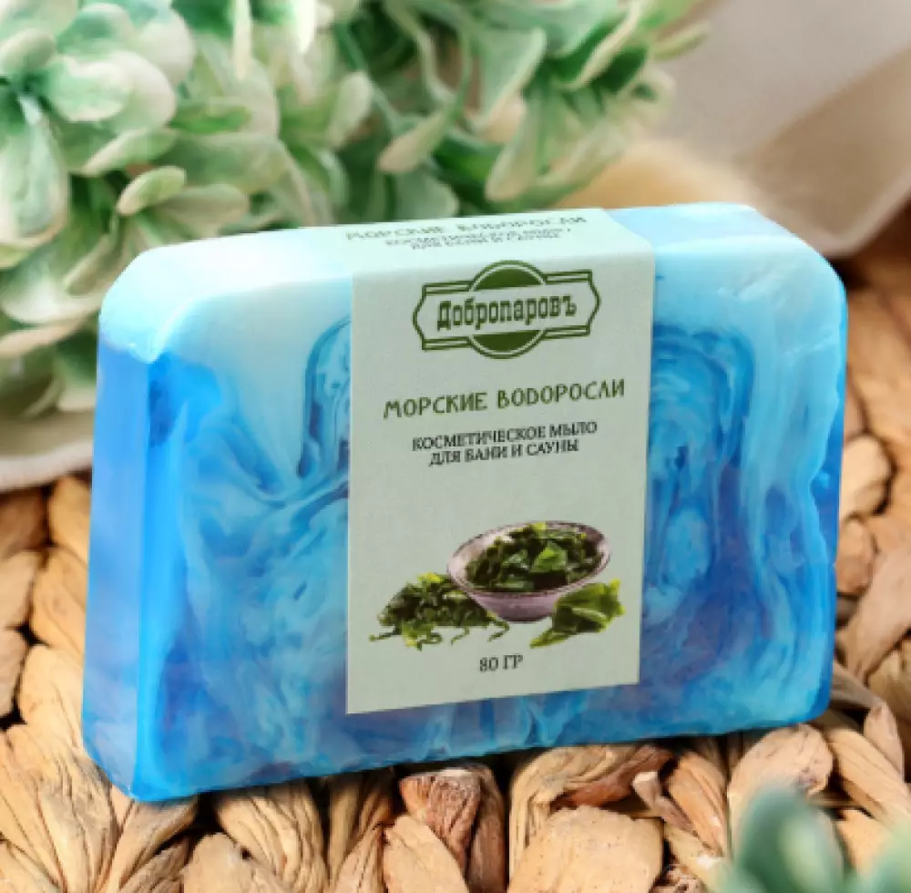 Мыло СПА - уход для бани и сауны "Морские водоросли" РУЧНАЯ РАБОТА 80 гр